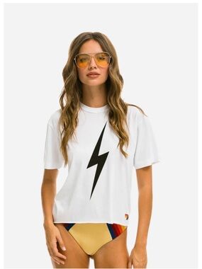 Aviator Nation Bolt Boyfriend Tee in White